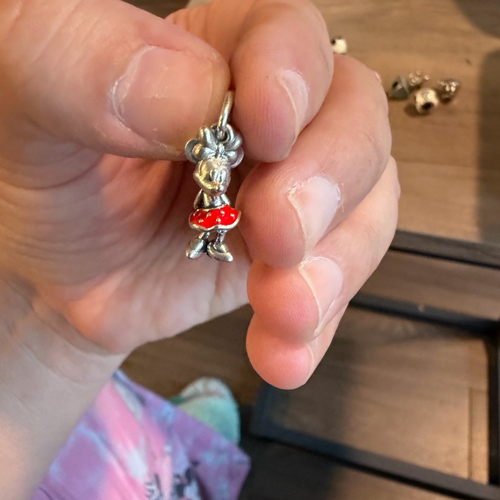 Pandora Silver Minnie Mouse Charm with Red Enamel Skirt